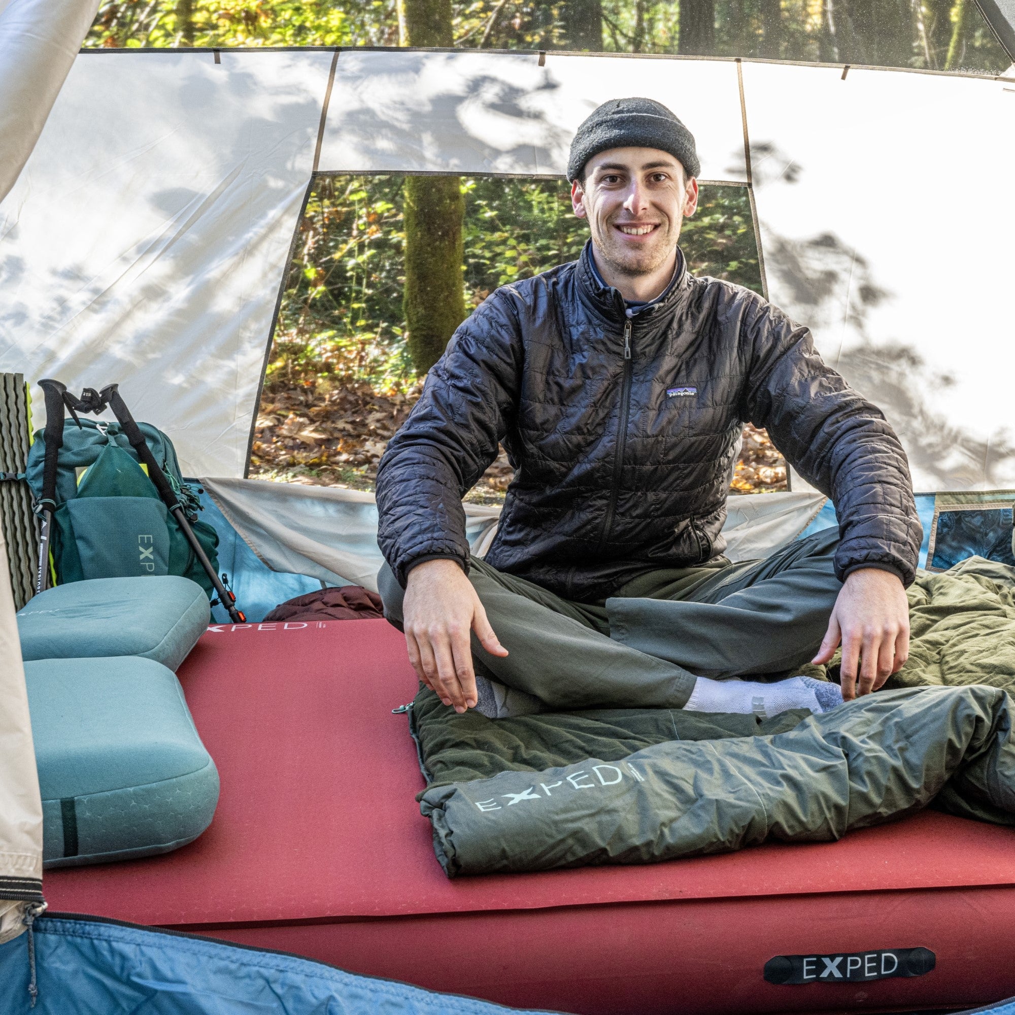 EXPED MegaMat Max Duo lifestyle inside tent